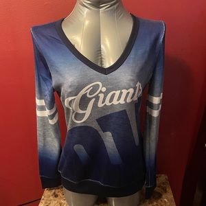 NY Giants Sm NFL Team Apparel V-Neck Long Sleeve